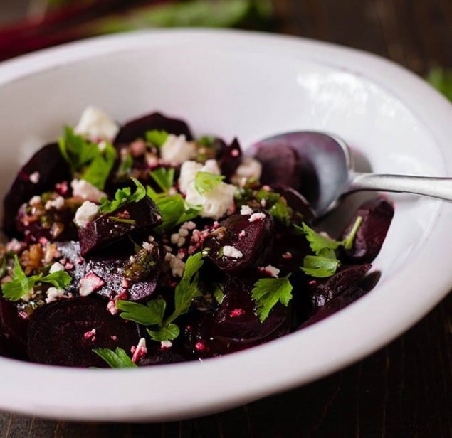 Exotic Rice Salad ~ Black Rice / Pickled Beetroot / Walnuts / Baby Spinach / Feta / Balsamic