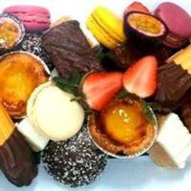 Sweet Bites Platter ~ Chocolate Brownie Bite Squares / GF Passion-fruit Polenta Cake / Orange Poppy Seed Cake / Sweet Tart / Macaroons