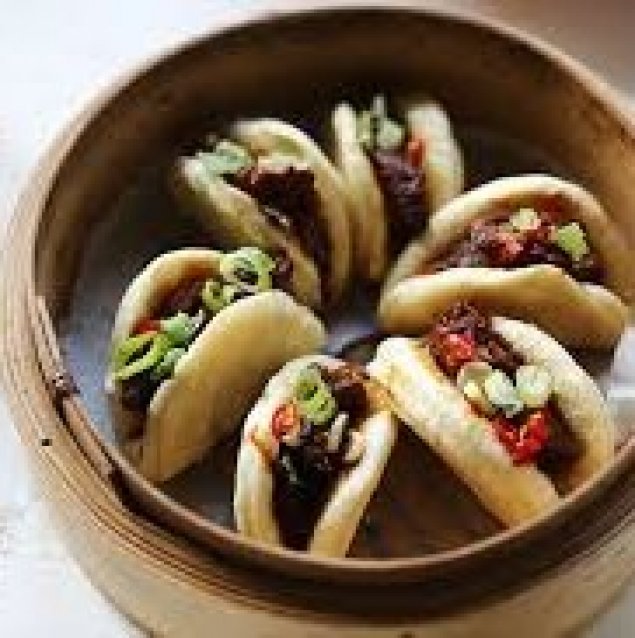 Roast Pork Bao Bun ~ Shallot / Coriander / Spicy Hoi Sin Sauce